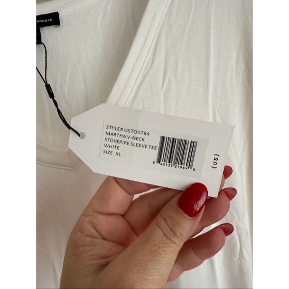 Universal Standard White Martha V-Neck Stovepipe Sleeve T-Shirt sz XL NWT - Picture 10 of 12